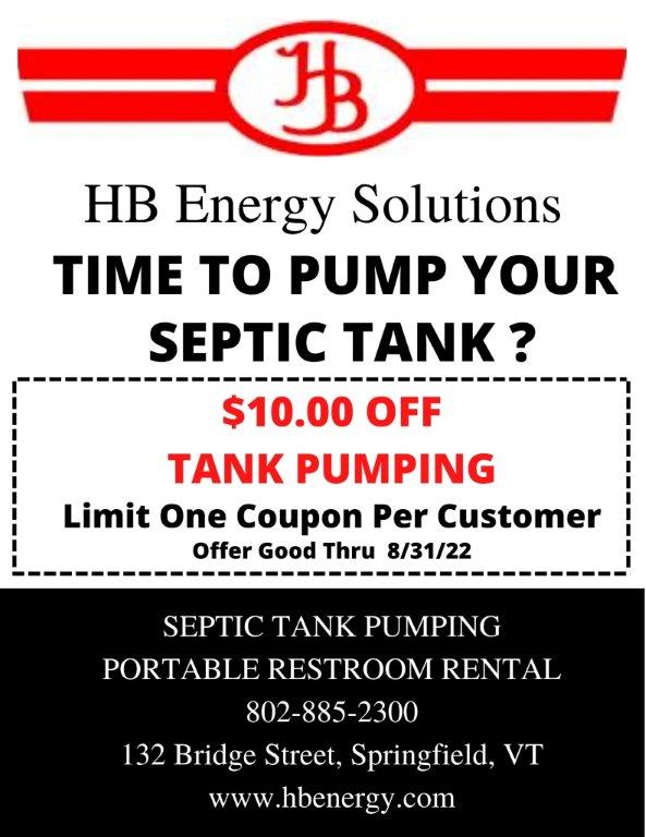 Septic pumping coupon image - $10.00 off septic tank pumping until August 31st