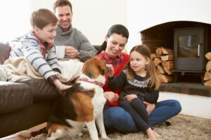 family-enjoying-wood-stove-in-living-room