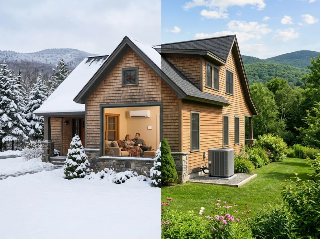 Southern Vermont home with heat pump for winter and summer comfort